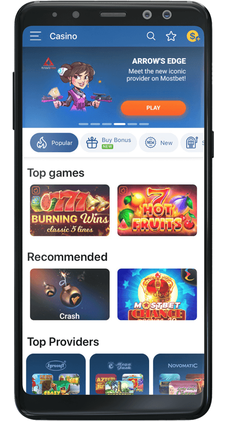 Mostbet মোবাইল অ্যাপ্লিকেশনে, ব্যবহারকারীরা অনলাইন ক্যাসিনো খেলতে পারে