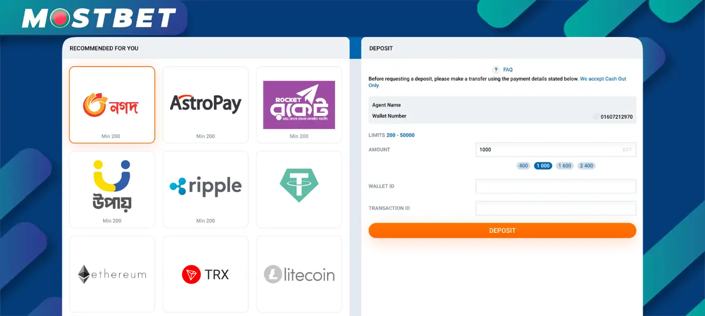 To play in Mostbet casino games for real money - you need to make a deposit using available payment methods